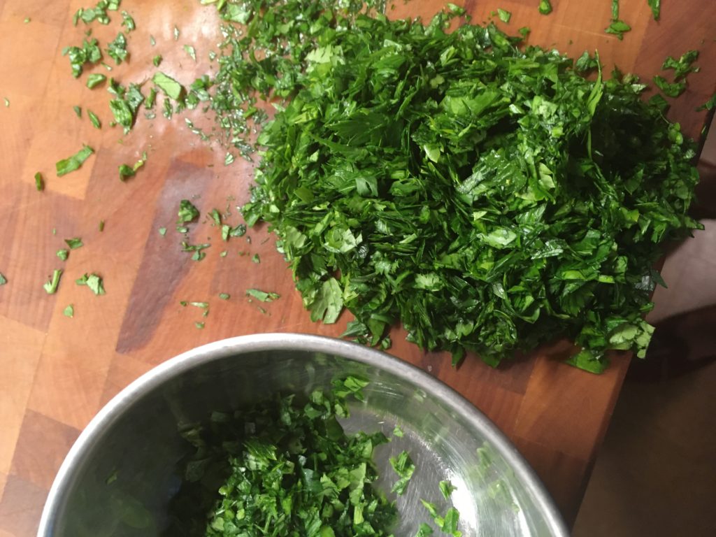 Finely chopped parsley and cilantro